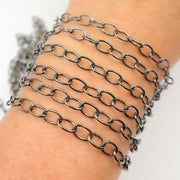 Black Rhodium Sterling Silver Smooth Oval Link Chain